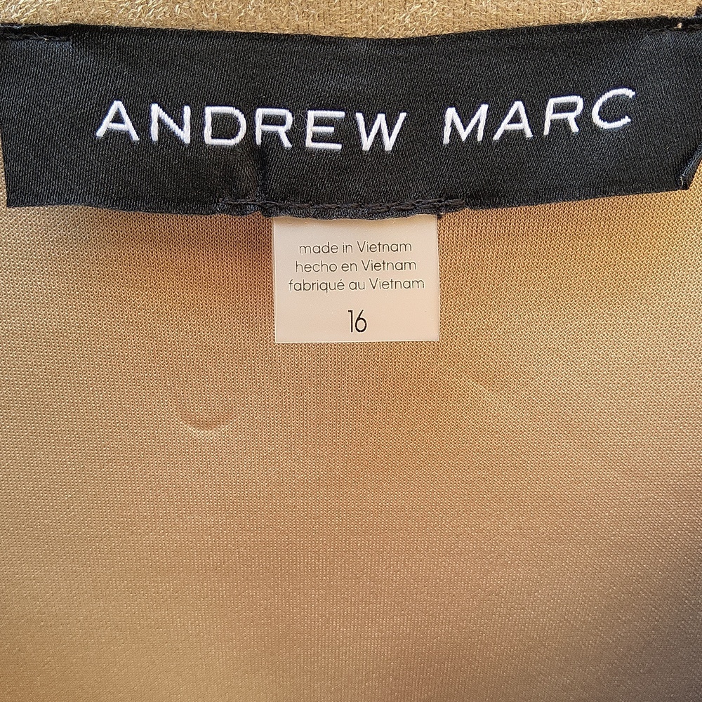 Andrew Marc Beige Suede Zip-Front Dress Size 16 - Picture 2 of 11